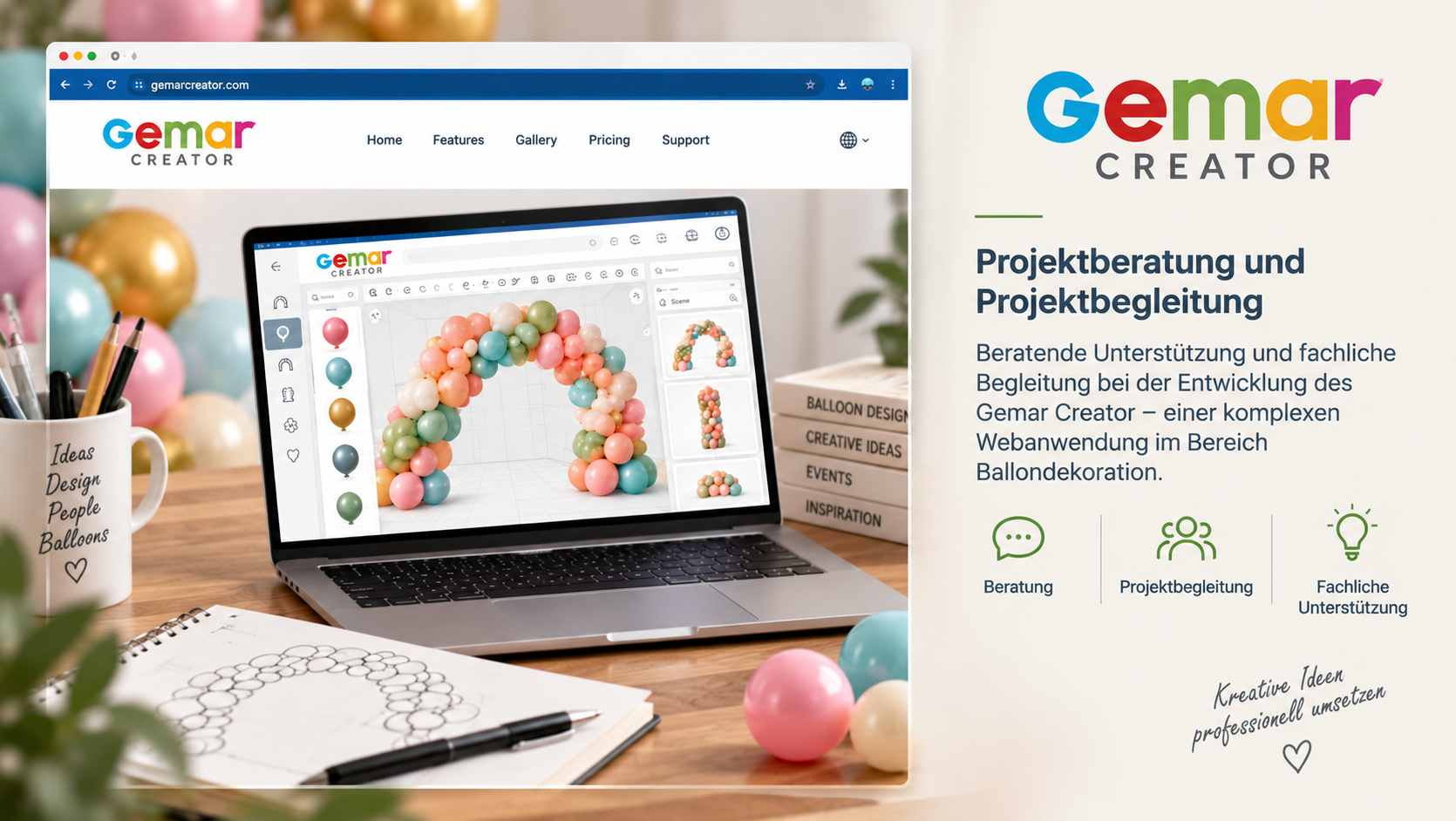 Gemar Creator Software zur Planung von Ballondekorationen