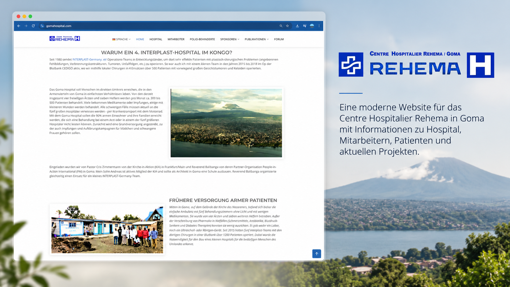 Website des Goma Hospital in Goma