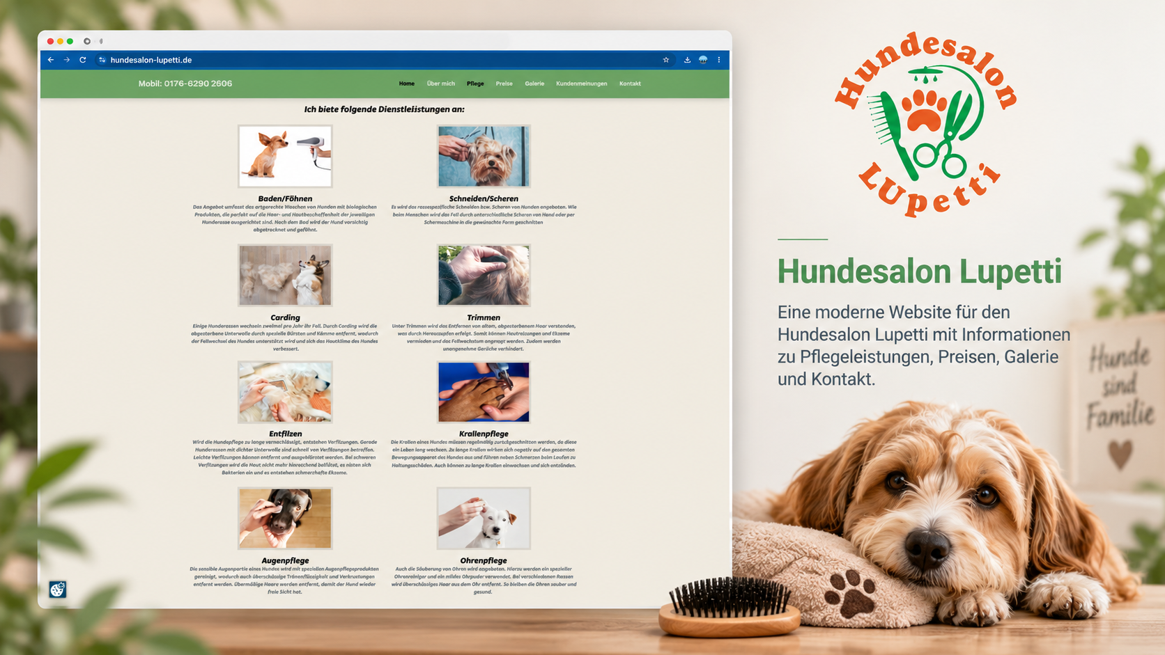 Website des Hundesalons Lupetti