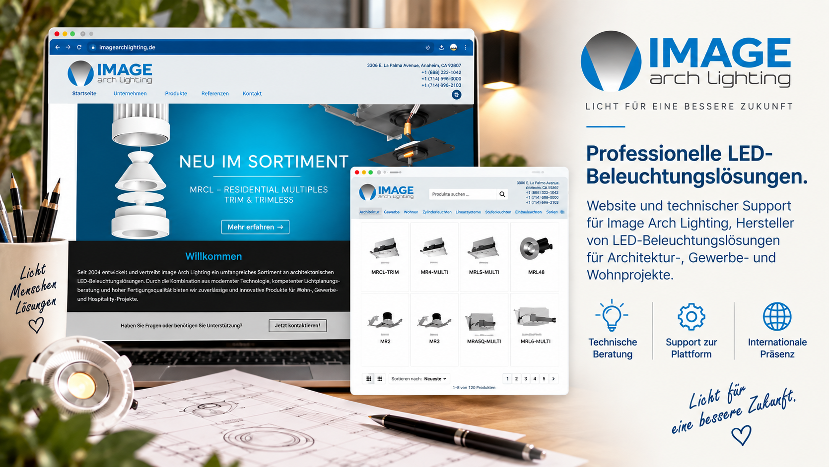 Website und Produktkatalog von Image Arch Lighting