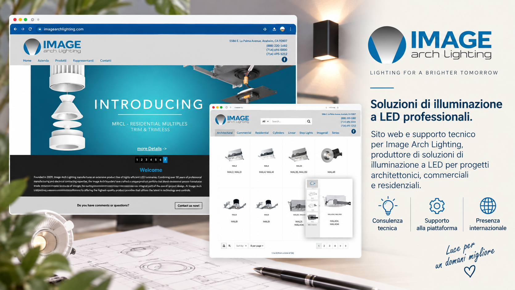 Sito web e catalogo prodotti di Image Arch Lighting