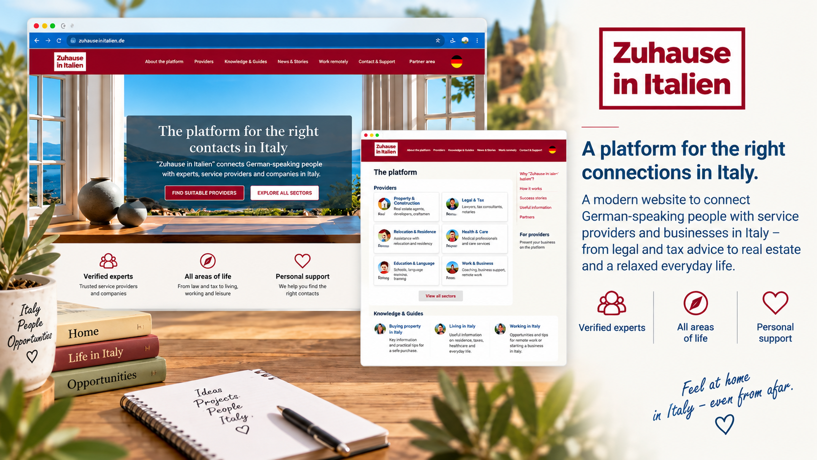 Landing page and platform Zuhause in Italien