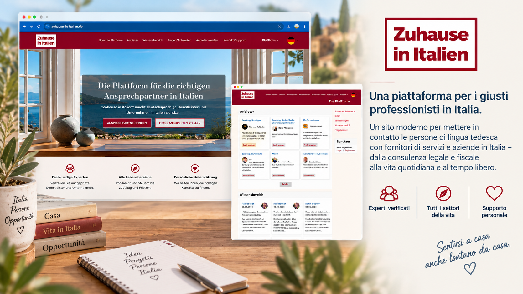 Landing page e piattaforma Zuhause in Italien