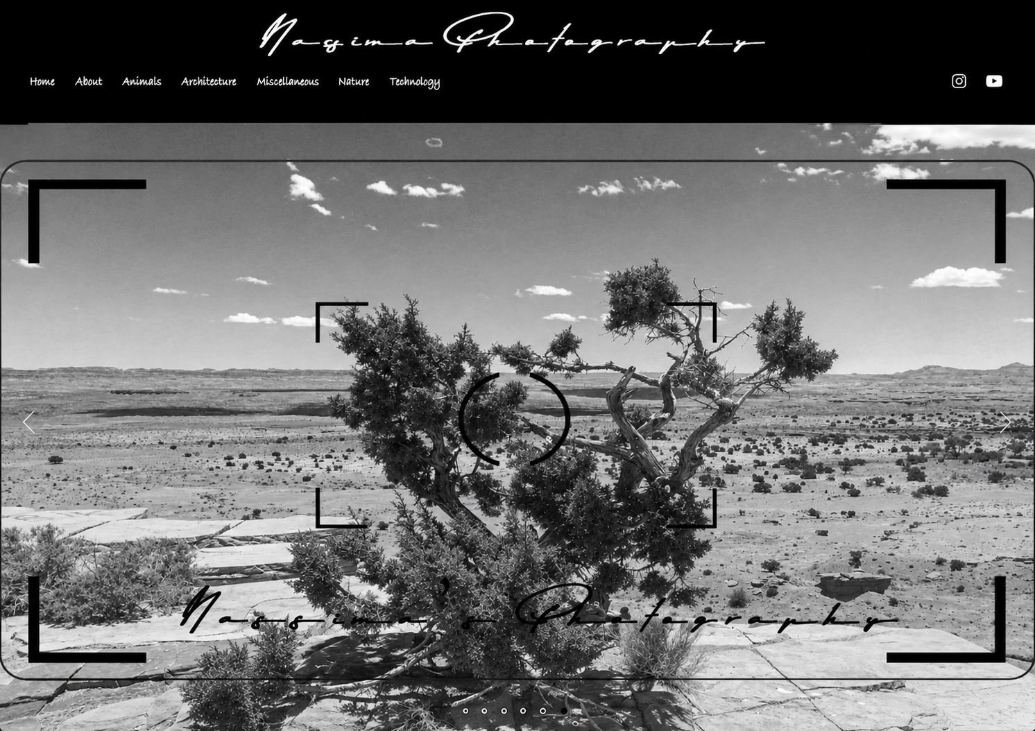 Homepage di Nassima Photography visualizzata su un laptop